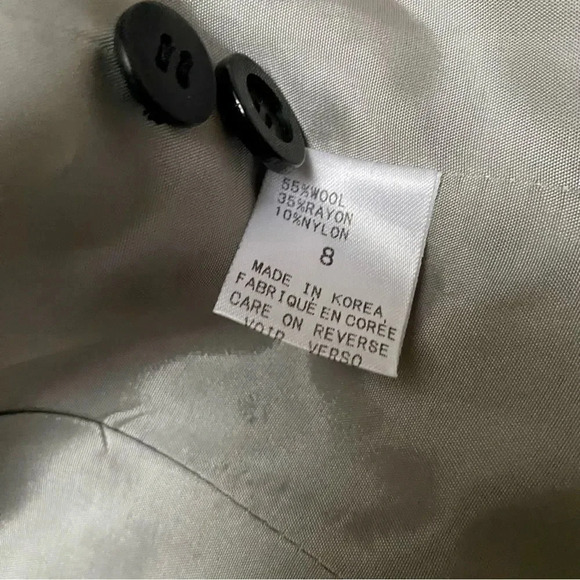 Tahari Gray Wool Blend Vintage Blazer Hidden Buttons Size 8 Classic Workwear - Picture 13 of 14